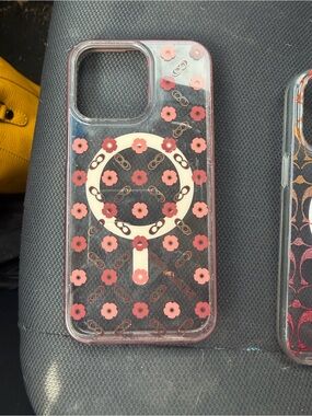 Pink Floral Clear Phone Case with Ring Grip